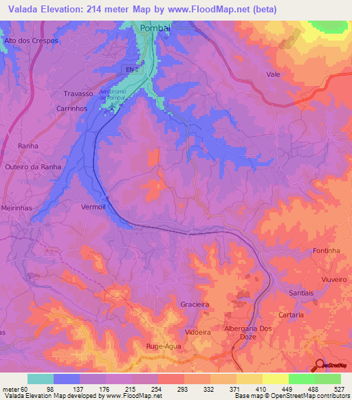 Valada,Portugal Elevation Map