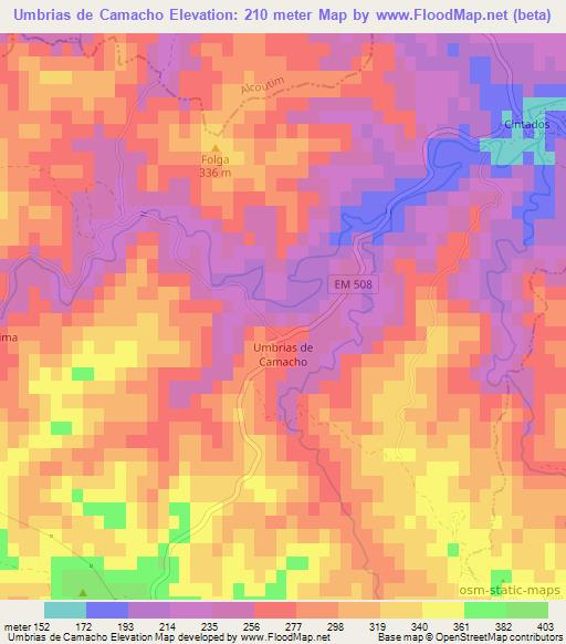 Umbrias de Camacho,Portugal Elevation Map