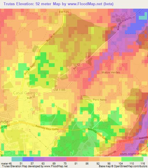 Trutas,Portugal Elevation Map