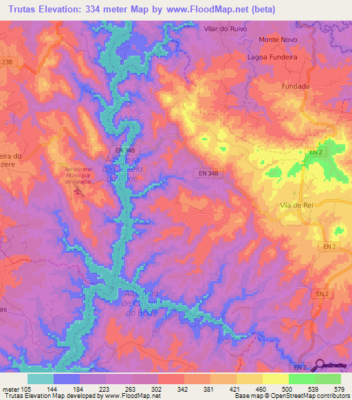 Trutas,Portugal Elevation Map