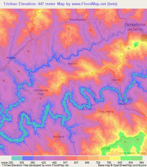 Trinhao,Portugal Elevation Map
