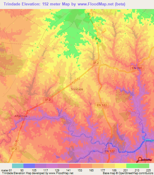 Trindade,Portugal Elevation Map