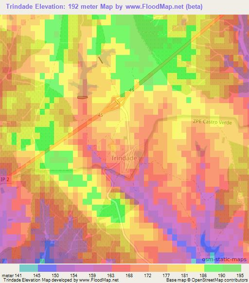 Trindade,Portugal Elevation Map