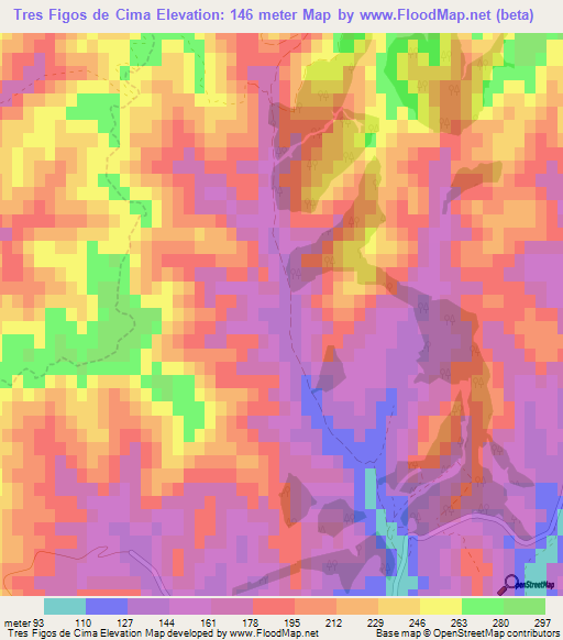 Tres Figos de Cima,Portugal Elevation Map