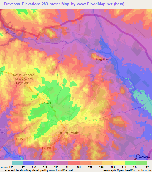 Travessa,Portugal Elevation Map
