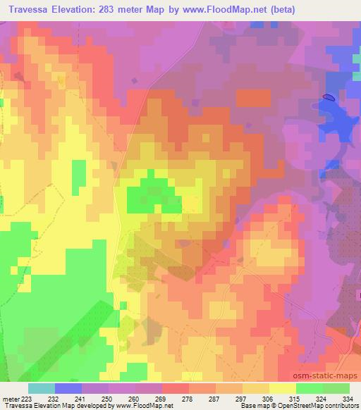 Travessa,Portugal Elevation Map