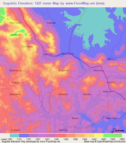 Sogolelo,Uganda Elevation Map