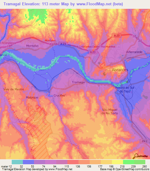 Tramagal,Portugal Elevation Map