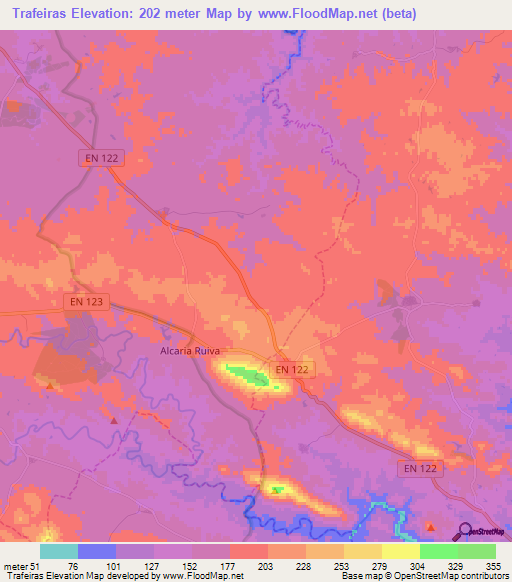 Trafeiras,Portugal Elevation Map
