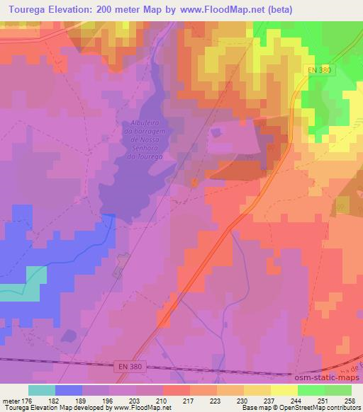 Tourega,Portugal Elevation Map