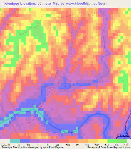 Totenique,Portugal Elevation Map