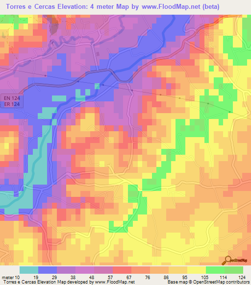 Torres e Cercas,Portugal Elevation Map
