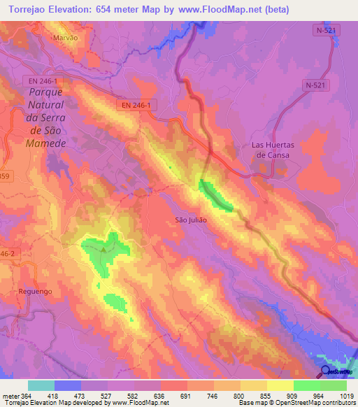 Torrejao,Portugal Elevation Map