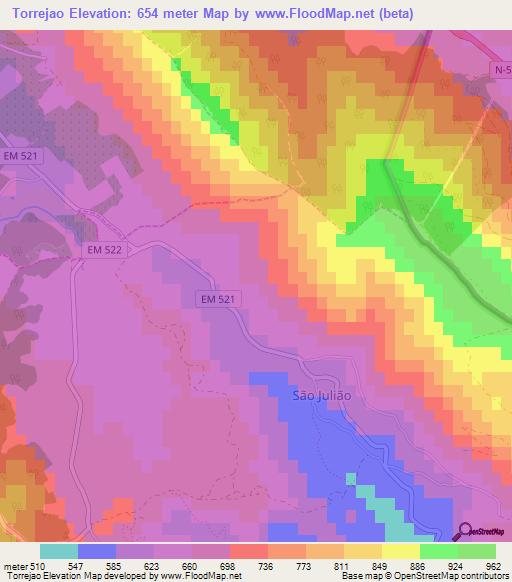 Torrejao,Portugal Elevation Map