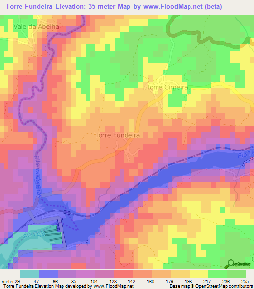 Torre Fundeira,Portugal Elevation Map