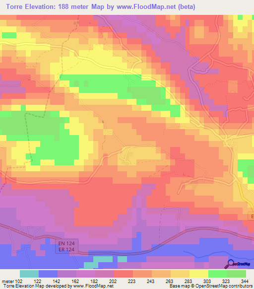 Torre,Portugal Elevation Map