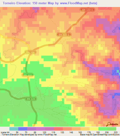 Torneiro,Portugal Elevation Map