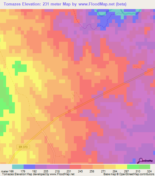 Tomazes,Portugal Elevation Map