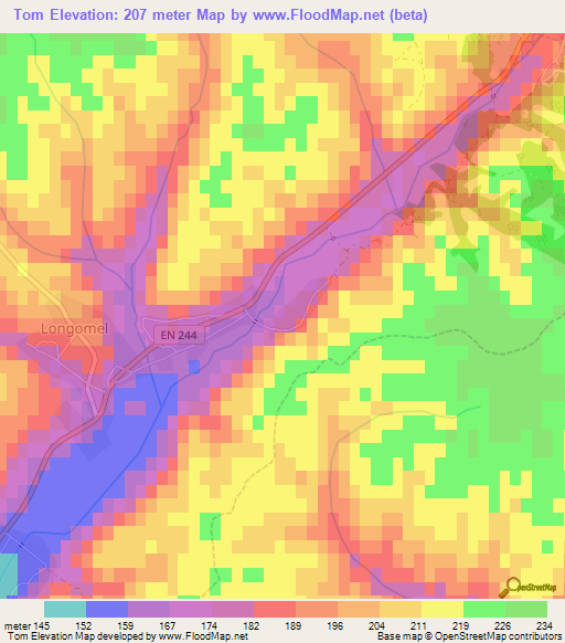 Tom,Portugal Elevation Map