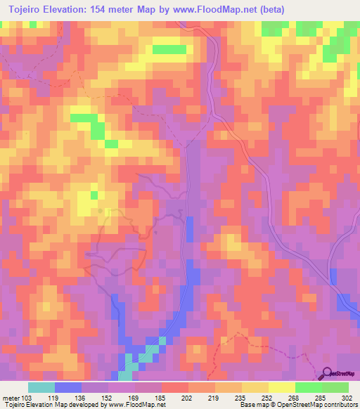 Tojeiro,Portugal Elevation Map