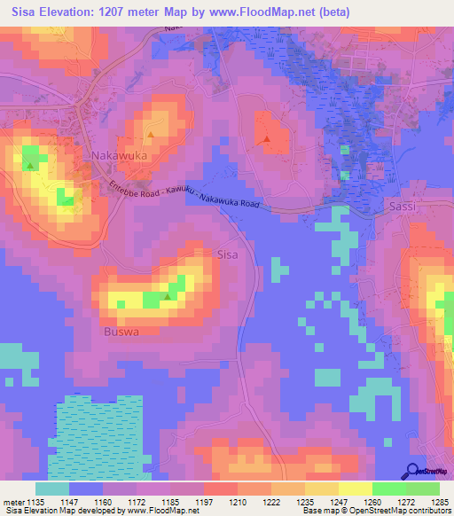 Sisa,Uganda Elevation Map