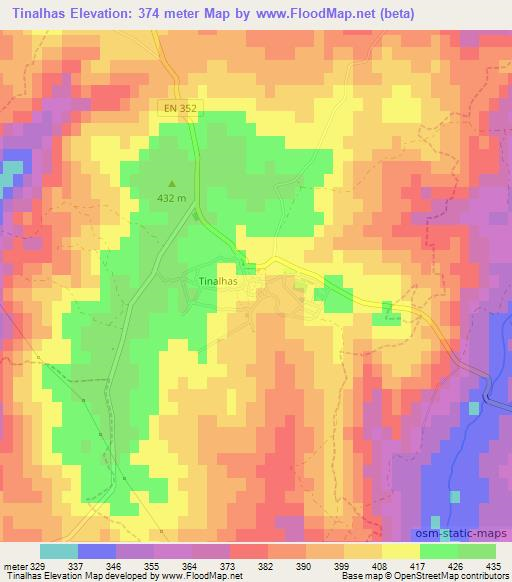 Tinalhas,Portugal Elevation Map