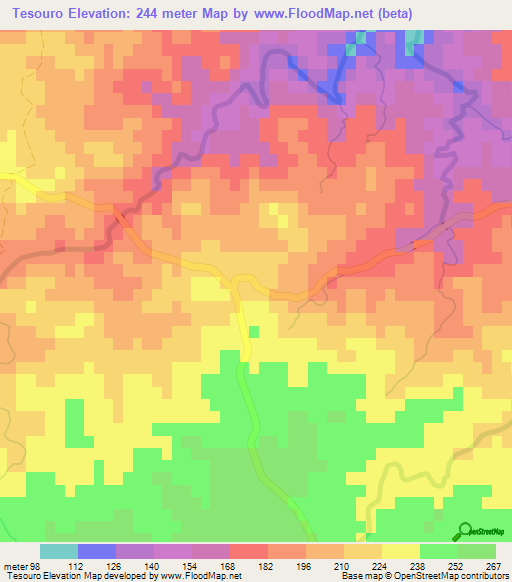 Tesouro,Portugal Elevation Map