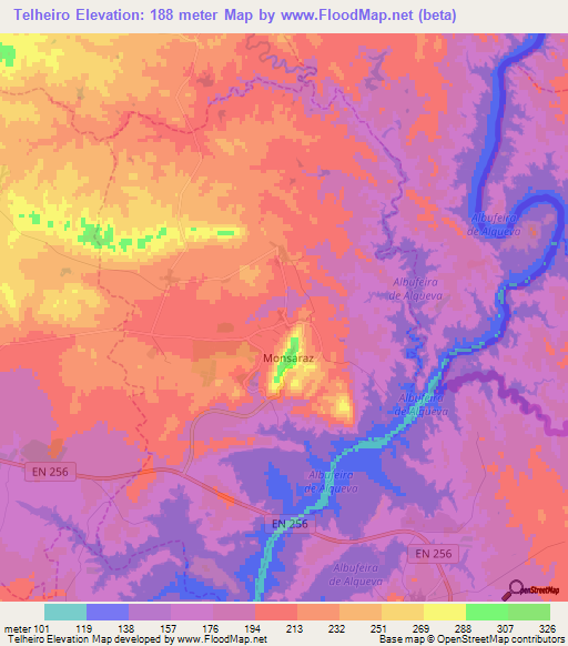 Telheiro,Portugal Elevation Map
