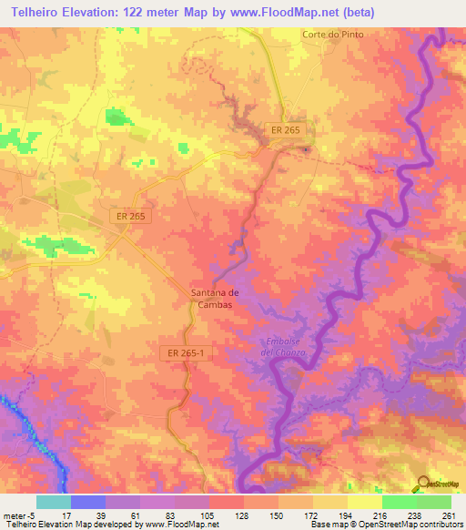 Telheiro,Portugal Elevation Map