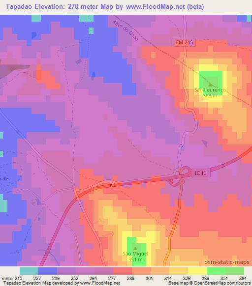 Tapadao,Portugal Elevation Map