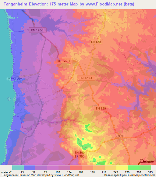 Tanganheira,Portugal Elevation Map