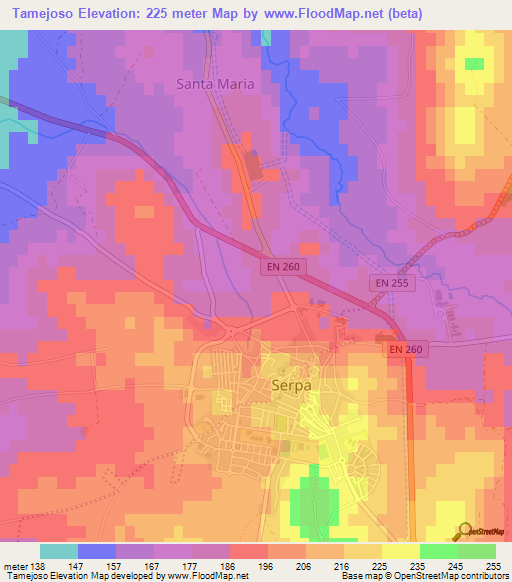 Tamejoso,Portugal Elevation Map