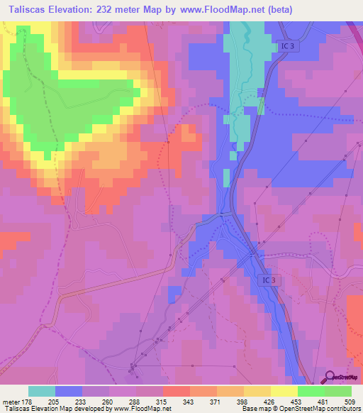 Taliscas,Portugal Elevation Map