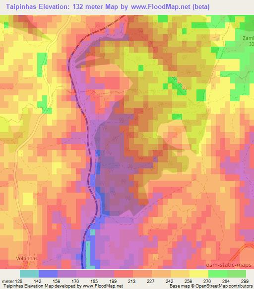 Taipinhas,Portugal Elevation Map