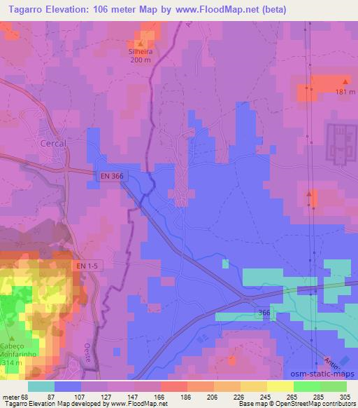 Tagarro,Portugal Elevation Map