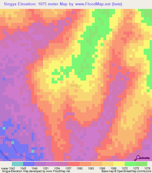 Singya,Uganda Elevation Map