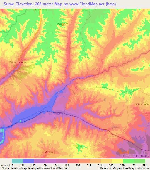 Sume,Portugal Elevation Map