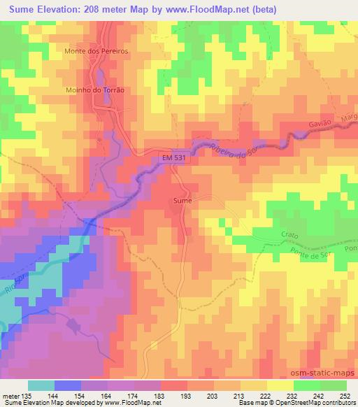 Sume,Portugal Elevation Map