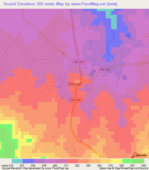 Souzel,Portugal Elevation Map