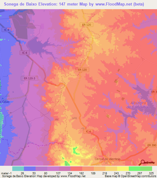 Sonega de Baixo,Portugal Elevation Map