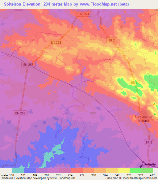 Solteiros,Portugal Elevation Map