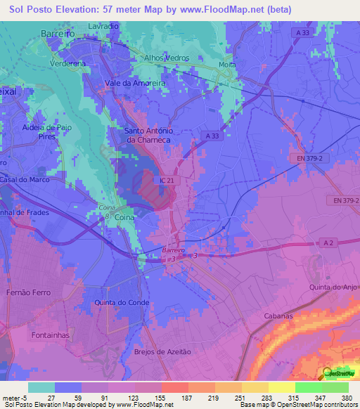 Sol Posto,Portugal Elevation Map