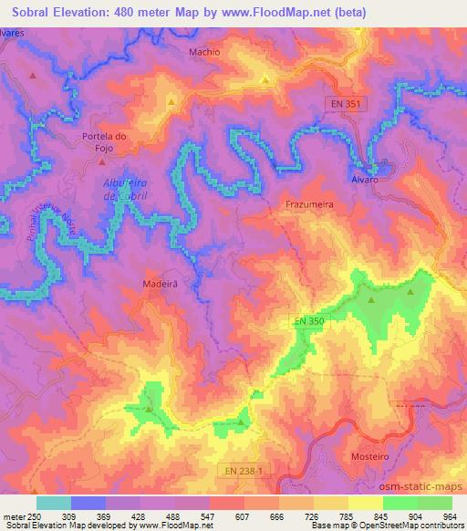 Sobral,Portugal Elevation Map