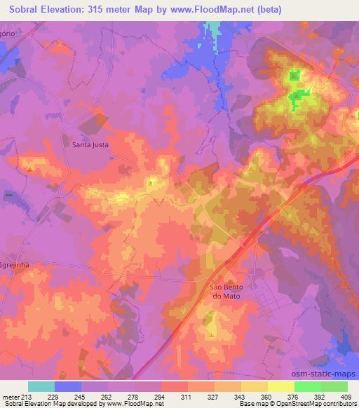 Sobral,Portugal Elevation Map