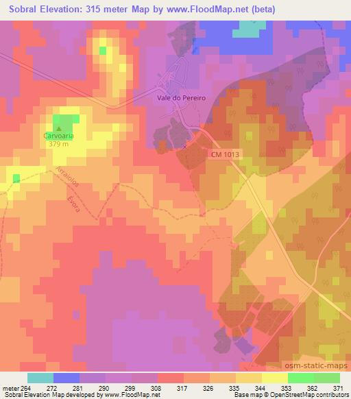 Sobral,Portugal Elevation Map