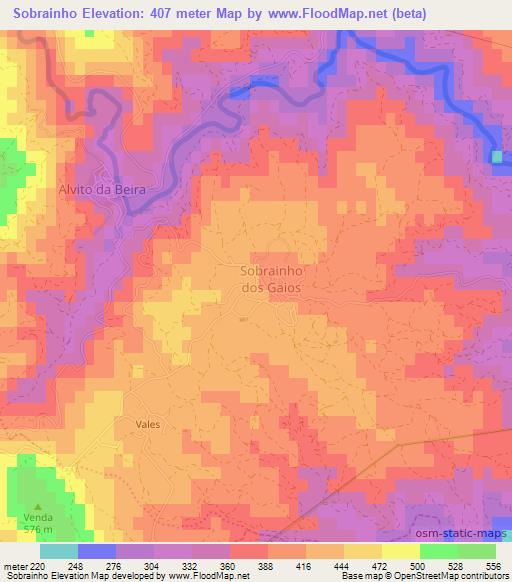 Sobrainho,Portugal Elevation Map