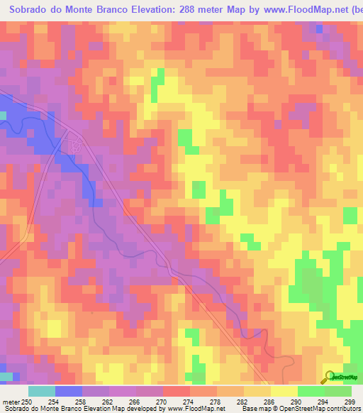 Sobrado do Monte Branco,Portugal Elevation Map