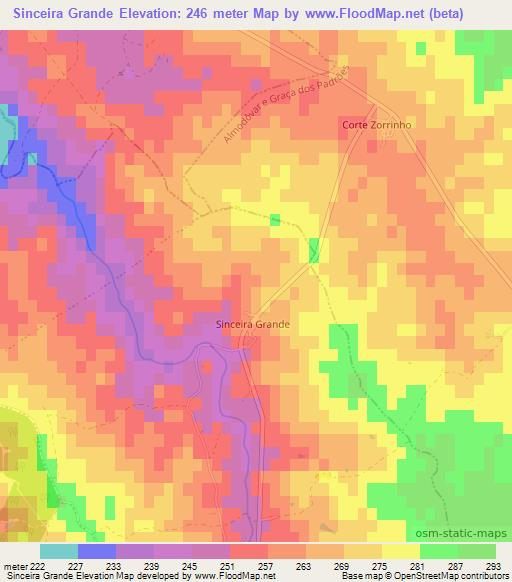 Sinceira Grande,Portugal Elevation Map