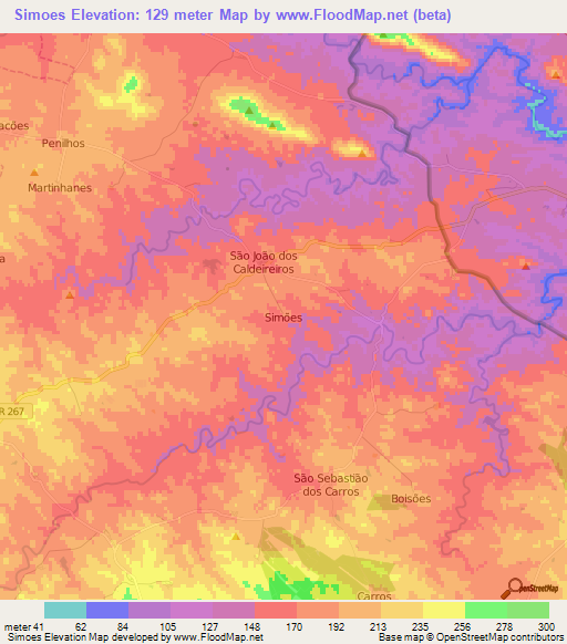 Simoes,Portugal Elevation Map