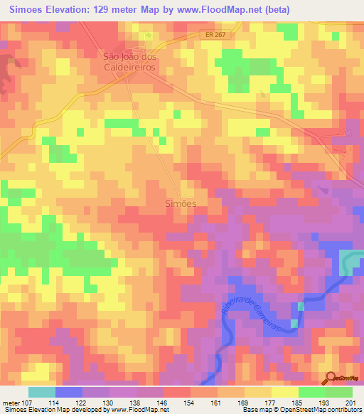 Simoes,Portugal Elevation Map